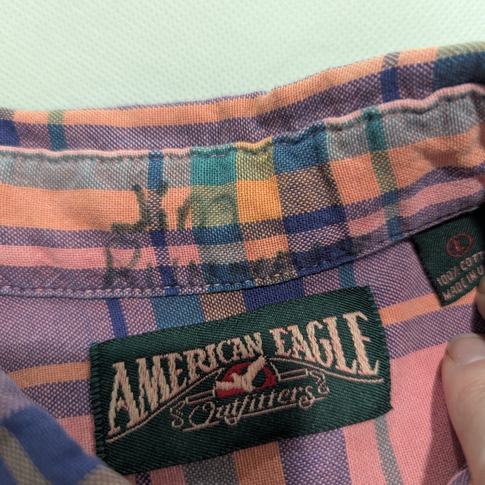 Vintage 80's American Eagle Super Soft Faded Cotton Plaid Shirt - Picture 10 of 11